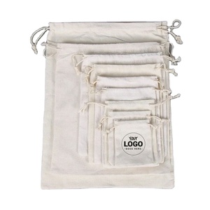 Recycle Organic Muslin Cotton Canvas Fabric Drawstring <b>Dust</b> Bag With Logo - Product Image 3