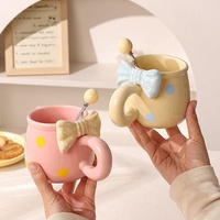 Mug à café en porcelaine de haute qualité de 12 oz avec un design de dessin animé, style pois, cuillère pour cadeaux promotionnels emballés