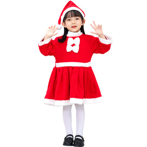 Girls Santa Dress <b>Christmas</b> Costume Red Fleece <b>Jumper</b> with Hat Toddler <b>Kids</b> Holiday Outfit - Product Image 4