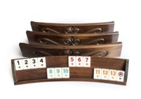Jeu de Rummy en Bois Massif Personnalisable Helena Wood Art, Fait Main et Sculpté à la Main, Jeu de Plateau Familial pour 4 Joueurs
