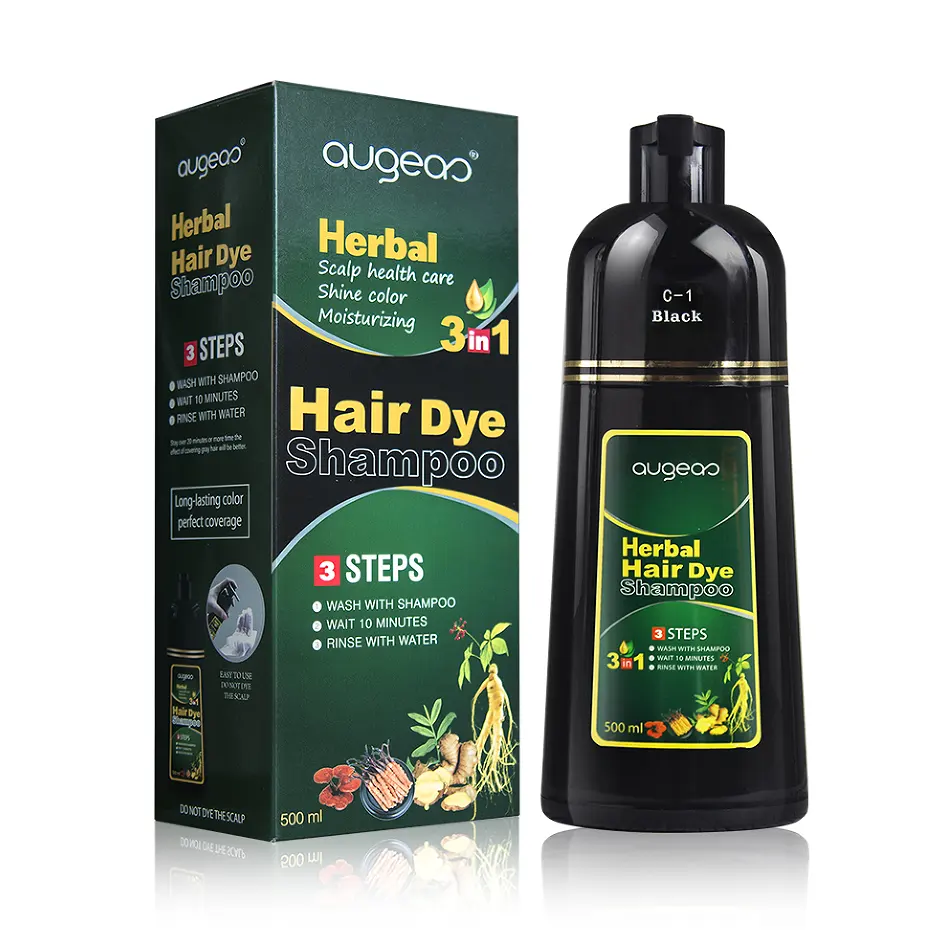 Guangzhou Meidu manufacturer dark brown color natural herbal black hair dye shampoo