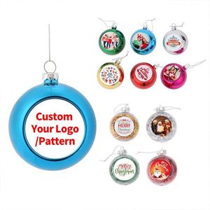 Boules de Noël vierges pour sublimation, 4 cm, 6 cm, 8 cm, pour photos, artisanat, décoration suspendue pour sapin de Noël - Product Image 1