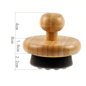 Round Bamboo <strong>Bath</strong> Body Brush Soft Bristles Gentle Exfoliating Shower Scrubber for Deep Cleansing &amp; Skin Massage with Gold <strong>Trim</strong> - Product Image 6