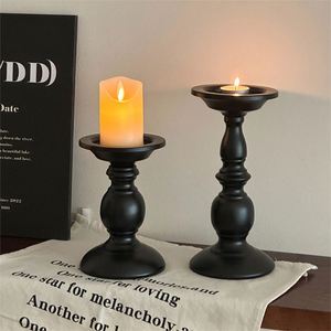 Porte-bougie de style américain 2025, ornement décoratif, élégant porte-bougie en fer noir pour la salle à manger - Product Image 5