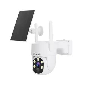 JideTech Security 2K 4MP Solar Power Camera Battery Wireless CCTV Camera IP65 Waterproof Outdoor PTZ Camera PIR Detection