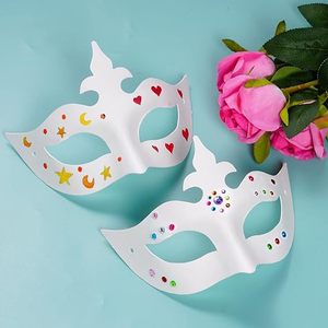 Bianco gatto bianco maschera pittura per i bambini vestire maschere fai <span class=keywords><strong>da</strong></span> te maschere di gatto per dipingere animali Cosplay Halloween Party Favor - Product Image 5