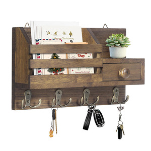 Passing On The Kingdom Wooden Wall Mount Mail Key Organizer With Drawer And <b>Hooks</b> For Entryway Storage - Product Image 5