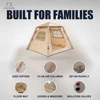 Tente de camping gonflable à prix d'usine avec auvent, tente de glamping pour 4-6 personnes, installation rapide, imperméable, en tissu Oxford, tente d'extérieur