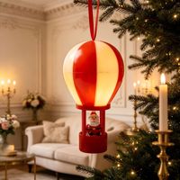 Décoration de Noël en gros : Ballon à air chaud lumineux avec Père Noël et Bonhomme de neige à l'intérieur, pendentif LED scintillant pour sapin de Noël, idéal pour les fêtes.