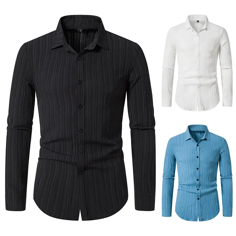men's shirts designer advanced customization fashionable wavy lapel for men full sleeve official shirts