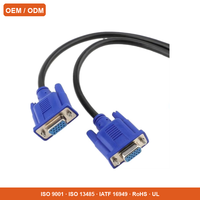 Câble VGA sur mesure d'usine, assemblage HD15 Femelle-Femelle 2M PVC 1080P, faisceau vidéo pour moniteur, projecteur, affichage industriel