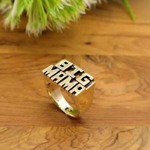 Bague personnalisée avec nom, bijoux, grande bague en laiton doré pour unisexe, meilleur cadeau. - Product Image 3