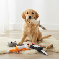 Jouet en peluche pour chien Lion, Marmotte, Furet - Jouet interactif qui couine avec queue en papier froissé pour chiens