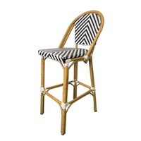 Tabouret de bar portable Juecheng de style français moderne en rotin noir et blanc, chaise haute de bar pour restaurant extérieur, villa et parc