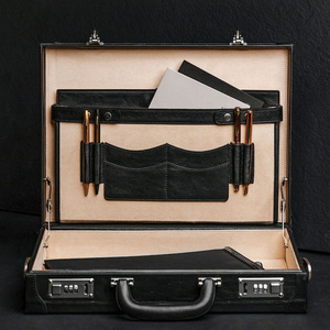 Maletín de Cuero Negro para Portátil, Caja de Regalo, Estuche para Lápices, Maletín Vintage para Hombre, Estuche de Viaje para Joyas con Cerradura - Product Image 1