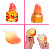Es Krim Bentuk 3D PoPI CAT OEM ODM Isi Nanas Jeruk Leci Persik Mangga Buah Tropis Pasokan Grosir Kotak Campuran
