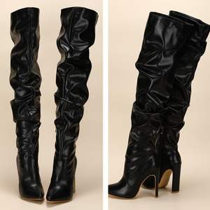 <span class=keywords><strong>Stivali</strong></span> da Donna al Ginocchio in <span class=keywords><strong>Pelle</strong></span> Arricciata con Tacco Colore Bianco - Product Image 5