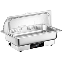 Luxuriöser rechteckiger elektrischer Buffet-Wärmer aus Edelstahl mit PC-Rolltop für Hotels und Restaurants