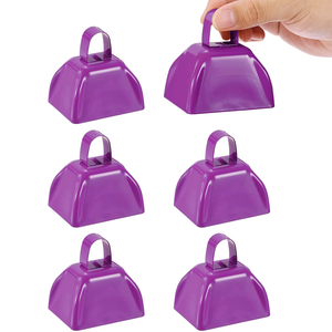 アンティーク＆モダンな3インチの牛鈴、ハンドル付き、大きな音の鳴らしがする、サッカーの試合やスポーツイベント用、金属製の牛鈴（大量） - Product Image 1