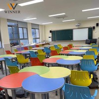 Chaises de classe, de bureau, de collège, d'université, d'école, en plastique vert moderne, durables, vente en gros d'usine, table de groupe avec bureau intégré
