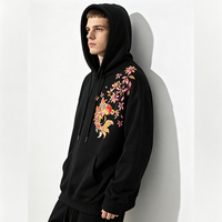 Hoodie Bordir Ikan Koi LOGO Kustom Baru 2026 Unisex Oversized Drop Shoulder Lucky Oriental Pullover OEM ODM Grosir