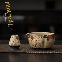 Ensemble de Matcha Cérémonial Unique en Céramique avec Fouet en Bambou Chasen, Mélangeur de Matcha, Kit Personnalisé et Bol à Matcha en Forme de Chat