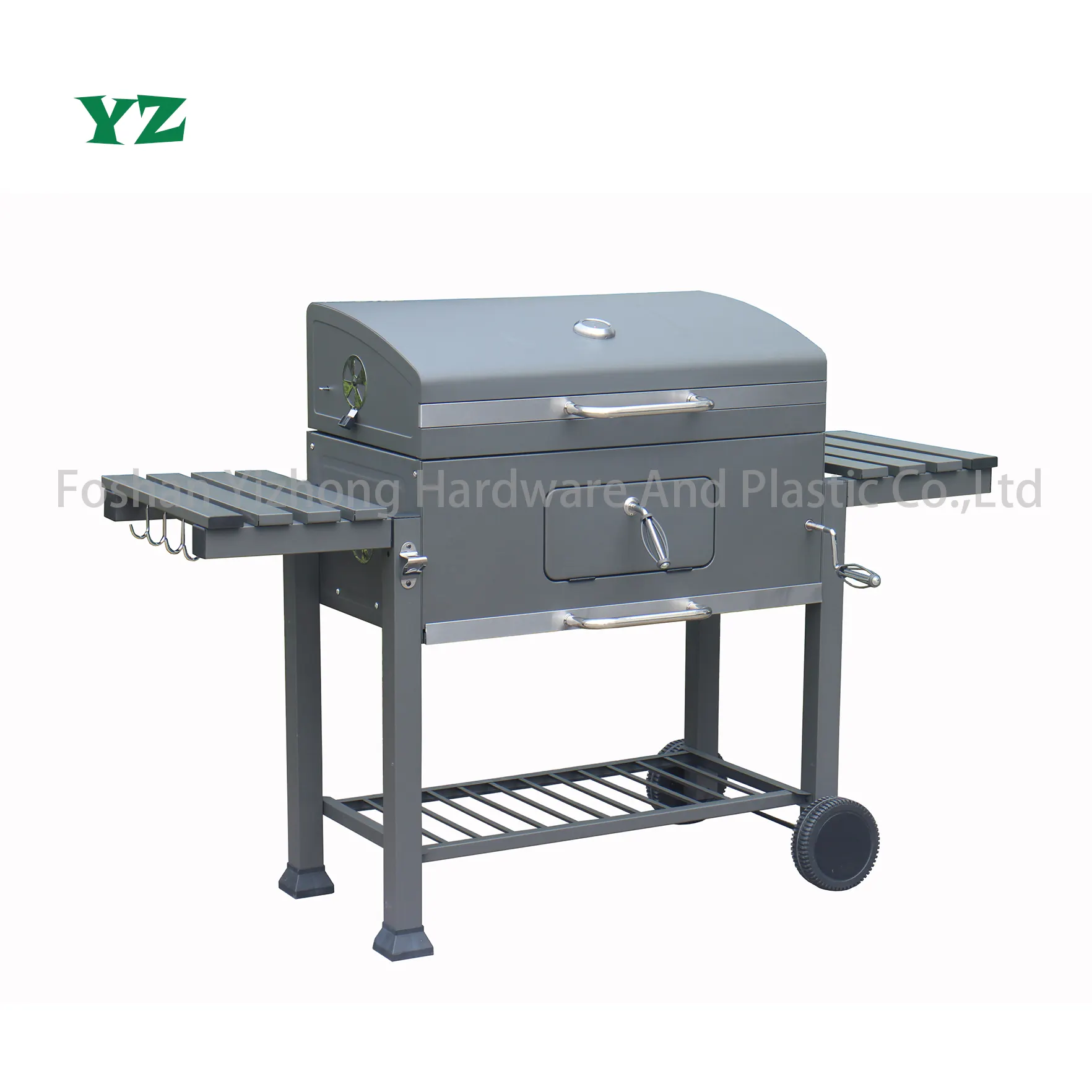 YZ 32 inch Adjustable Height Trolly Smoker Charcoal Outdoor Cooking BBQ Grill