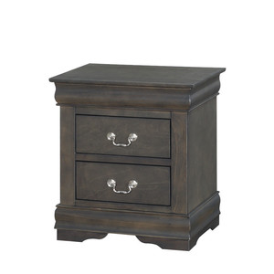 Louis Philippe Dark Gray Nightstand With Two <b>Drawers</b> <b>For</b> Bedroom <b>Storage</b> - Product Image 3