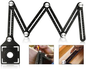 Outil de gabarit en alliage d'aluminium, guide de perçage, poinçon pour carrelage en céramique, localisateur de trous, règle de mesure d'angle à 6 plis - Product Image 2