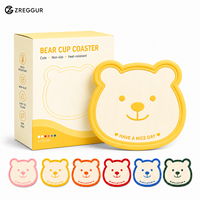 Sous-verre antidérapant en PVC en forme d'ours avec rebord surélevé, personnalisable, 12 cm, pour tasses à café et usage domestique/bureau