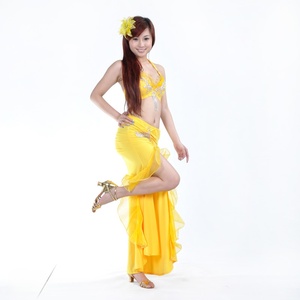 Set Costume per Danza del Ventre <span class=keywords><strong>con</strong></span> <span class=keywords><strong>Reggiseno</strong></span> a Farfalla <span class=keywords><strong>con</strong></span> Strass e Gonna a Balze per Spettacoli di Danza Orientale/Egitto/Tribale - Product Image 2