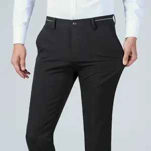 2024夏季男士商务休闲裤弹力英国气质风格修身时尚直筒长裤中腰轻ODM