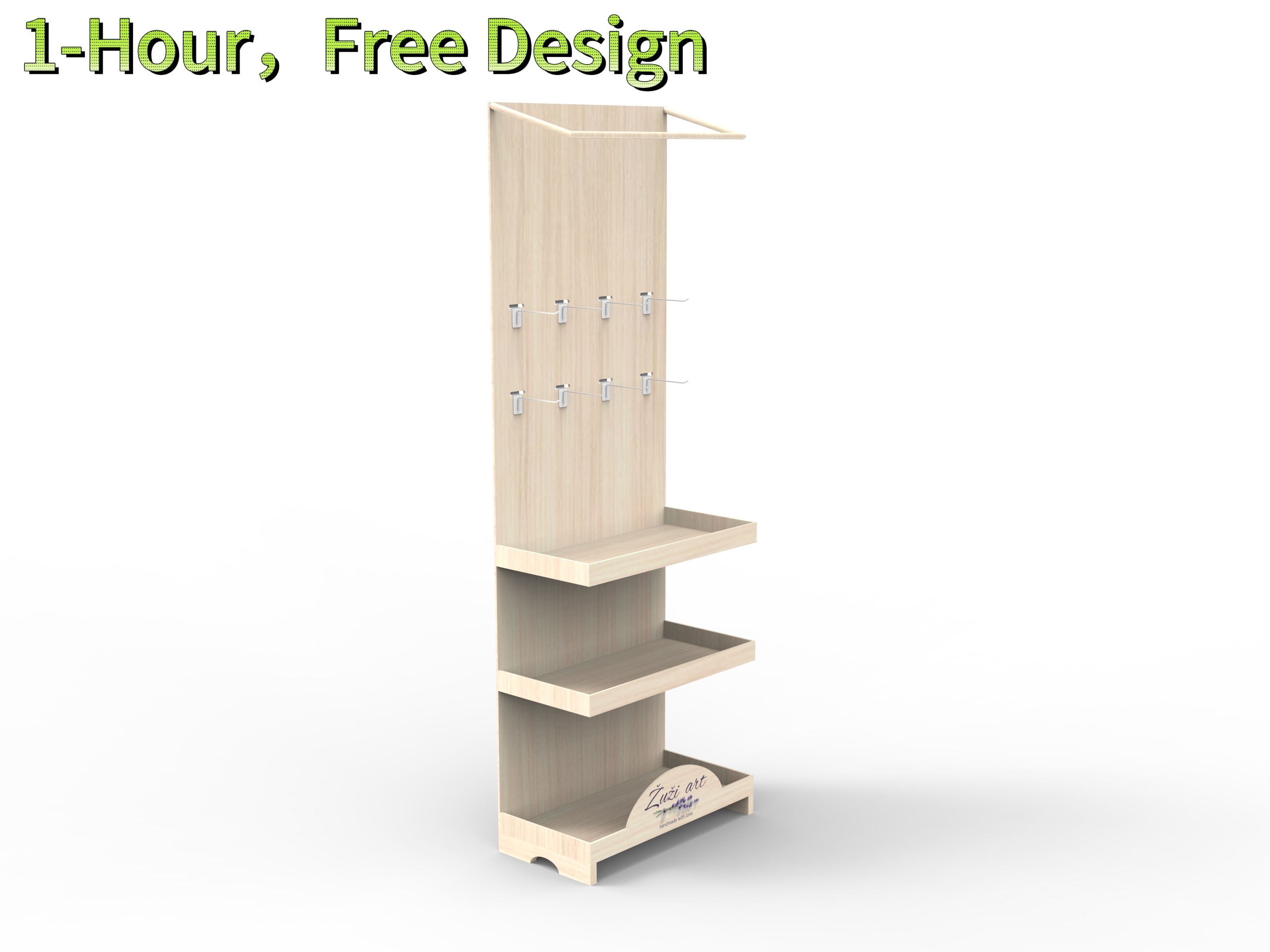 Customizded Wooden Display Stand Handmade Toy Display Shelf with Hooks for Retail for Toy Retail Store & Supermarket — view 3