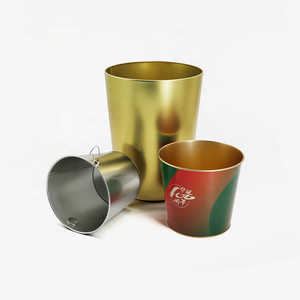 Cajas <span class=keywords><strong>de</strong></span> Hojalata Redondas Personalizadas para Regalos <span class=keywords><strong>de</strong></span> Películas Navideñas, <span class=keywords><strong>de</strong></span> Grado Alimenticio, con Asa, Ecológicas, Metálicas, para Palomitas - Product Image 3