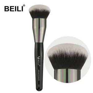 BEILI Manufacturer Wholesale Luxury Black Wooden Handle Single Makeup Fluffy Hair Blush Foundation Brush Customized