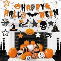 Décorations de fête d'Halloween pour l'intérieur : guirlandes murales et de plafond, spirales en papier suspendues avec crânes d'araignées, pour une ambiance effrayante à la maison ou au bureau