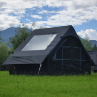 Tente de camping gonflable pour 4 à 6 personnes avec pompe, cheminée, fenêtre de toit avec pompe, cabane gonflable imperméable 4 saisons, moustiquaires anti-insectes