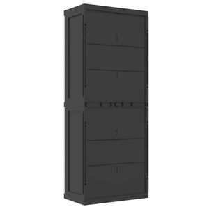 Outdoor <b>Storage</b> Cabinet 25.6x14.6x65 In Gray And Black PP Durable Weather Resistant For <b>Tools</b> And <b>Garden</b> Equipment - Product Image 6