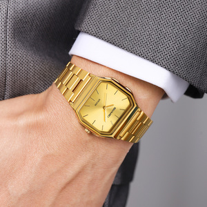 Reloj cronógrafo cuadrado para hombre, reloj de pulsera de lujo de acero inoxidable, reloj de cuarzo resistente al agua 30M - Product Image 1