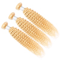 Extensions de cheveux bouclés crépus blond platine 100% cheveux humains vierges 613, 10-30 pouces, livraison express, en stock