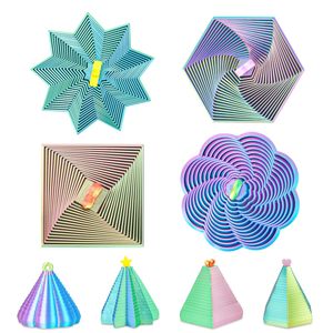 Lot de 4 jouets anti-stress imprimés en 3D : Tour de radis, Étoile, Fleur, Hexagone, Carré – Jouet sensoriel pour soulager le stress, Cadeau de Noël et d'anniversaire - Product Image 1