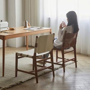 Stile scandinavo giapponese in legno massello sedie da pranzo ristorante caffetteria bar sedili in pelle per l'applicazione della scuola alberghiera - Product Image 5