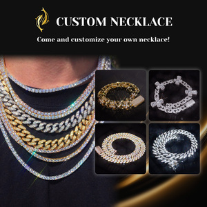 Chaîne cubaine personnalisée en moissanite entièrement sertie, collier <span class=keywords><strong>gourmette</strong></span> Miami Hip Hop en <span class=keywords><strong>or</strong></span> 18 carats, bijoux de luxe unisexe - Product Image 5