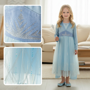 Vestido <span class=keywords><strong>de</strong></span> Princesa <span class=keywords><strong>Elsa</strong></span>, Serie OPA, Auditado por FAMA, Vestido <span class=keywords><strong>de</strong></span> Terciopelo Azul con Incrustaciones <span class=keywords><strong>de</strong></span> Algodón Natural, Ropa <span class=keywords><strong>de</strong></span> Boutique <span class=keywords><strong>de</strong></span> Invierno, Envío Rápido - Product Image 3