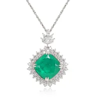 Moda S925 Sterling Silver CZ Zirconia verde smeraldo collana donna collana catene per creazione di gioielli