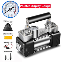 Compresseur d'air portable pour voiture 300W 150PSI 12V Pompe à air à double cylindre Gonfleur de pneus de voiture avec lampe torche LED Gonfleur