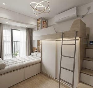 Lit superposé autoportant moderne et écologique avec 3 tiroirs de rangement, meuble de chambre à coucher gain de place pour usage domestique - Product Image 5
