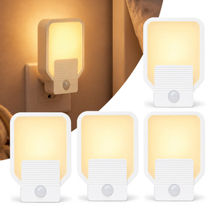 Luz LED nocturna activada por movimiento con enchufe europeo, sensor de anochecer al amanecer, encendido/apagado automático, lámpara de noche con enchufe de pared para el hogar, pasillo interior, escaleras - Product Image 1