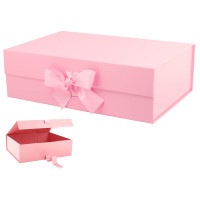 Boîte cadeau en matériaux recyclés de design moderne, emballage rose, ruban en satin pour logo personnalisé, boîtes rigides pour chaussettes, industrielles
