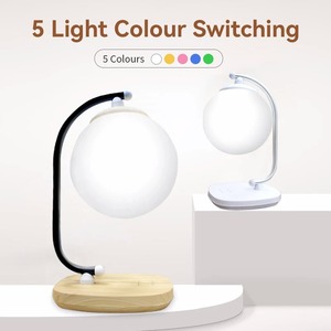 ไฟ LED สร้างบรรยากาศ, ไฟข้างเตียงในห้องนอน, โคมไฟตั้งโต๊ะทรงกลม, ไฟอุ่นอเนกประสงค์แบบ USB พร้อมระบบชาร์จไร้สายและป้องกันดวงตา - Product Image 2